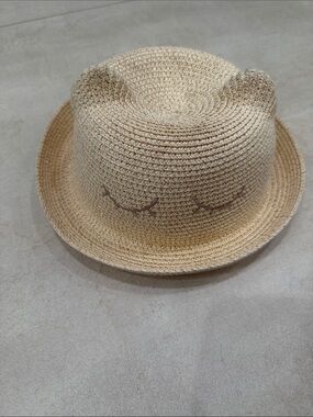 H&M Beige Straw Hat with Cat Ear Detail